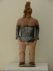Sculpture de Guillaume Chaye: le coq les mains dans les poches