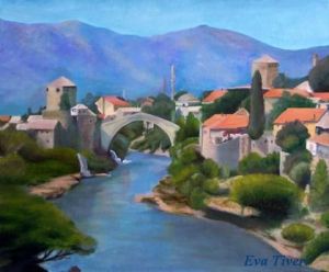 Peinture de Eva Tiveri: Pont de Mostar