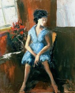 Voir cette oeuvre de Francis Kuhlen: jeune femme a la robe bleue