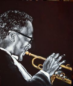 Peinture de Claude Forthomme: Le joueur de jazz