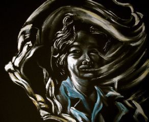 Peinture de Claude Forthomme: Portrait d'une femme et de ses demons