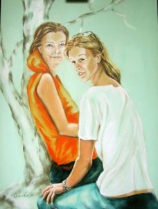 Peinture de Claude Forthomme: Portrait Mere et fille