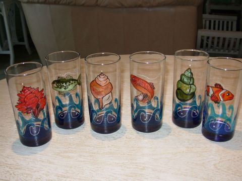 6 verres a limonade - Peinture - Karen Marchand
