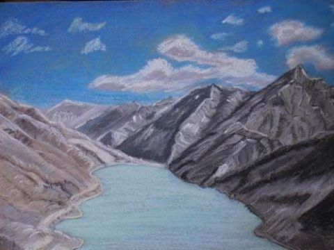 montagnes lointaines - Peinture - corlig