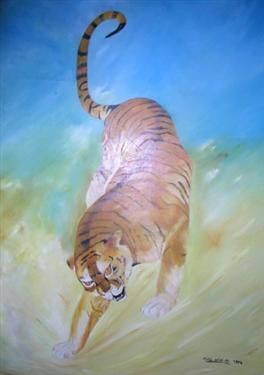 portrait d'un Tigre - Peinture - marc machin