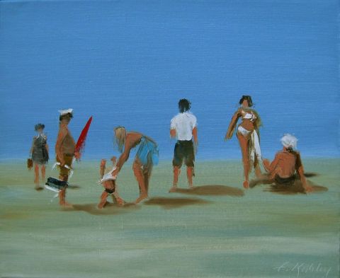 un dimanche a la plage - Peinture - Francis Kuhlen