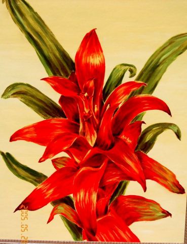 La fleur rouge - Peinture - Claude Forthomme