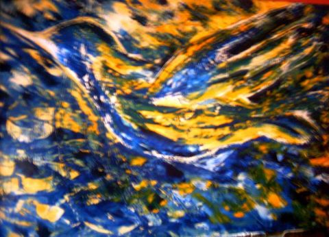 blue bird - Peinture - lune
