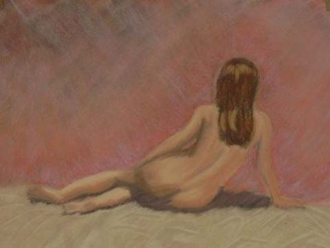 femme assise de dos - Peinture - corlig