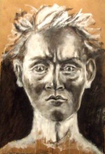 Peinture de Toma Bru No Erik: Visage de la femme gouffre