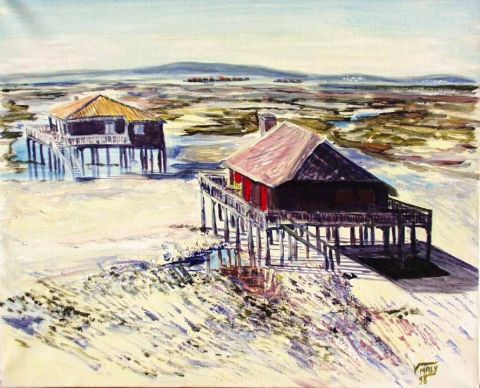 les tchanquees sur le bassin d'arcachon - Peinture - maly veronique