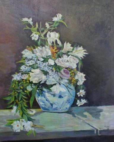 bouquet blanc - Peinture - maly veronique