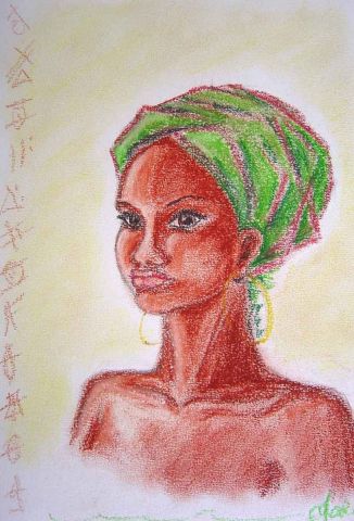 Visage de Femme africaine - Peinture - Elisabeth MORIN