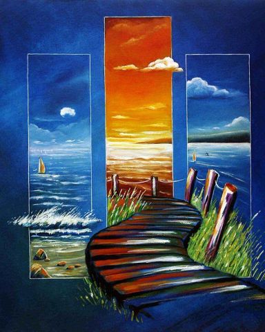 Locqueltas face a Groix - Peinture - bruno chevalier-costard