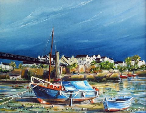 Ciel d'orage sur le port du Bono - Peinture - bruno chevalier-costard
