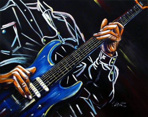 Blue guitar - Peinture - bruno chevalier-costard