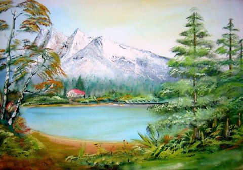 le lac en montagne - Peinture - Jean VAROQUI