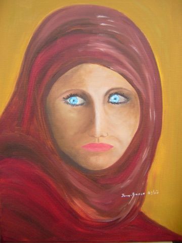 L'artiste jany-france - femme aux yeux bleux
