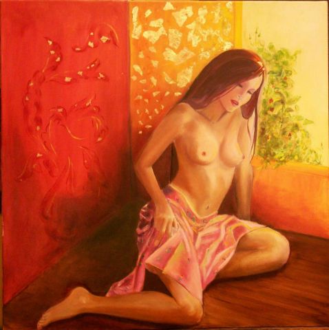 a la fenetre - Peinture - Kim Bokja