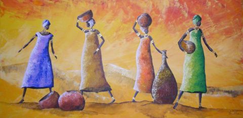 Femmes du desert - Peinture - christine girardot
