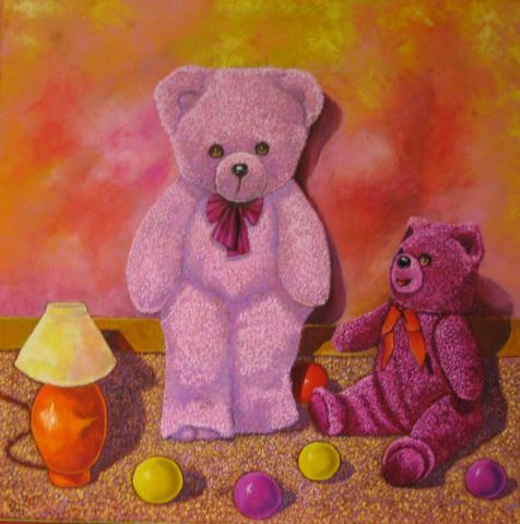 Oursons rose - Peinture - Tardy