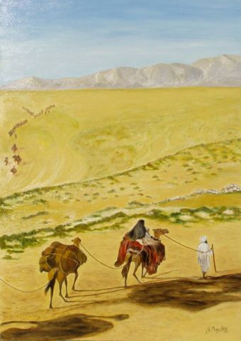 Caravane du Desert - Peinture - Germaine Mauclere