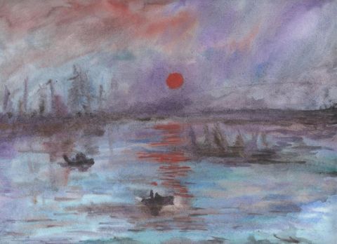 L'artiste Isaac Le Besq - Soleil levant d'apres Claude Monet