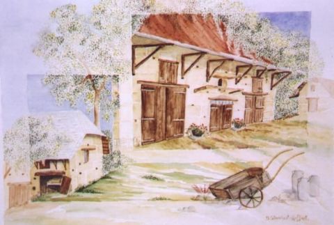Maisons en pise du Dauphine  - Peinture - streichert-hoffart