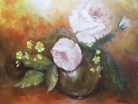 les deux roses - Peinture - Geraldine STREICHERT