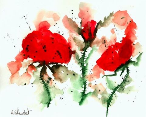 Les Roses Rouges - Peinture - karl Blanchet