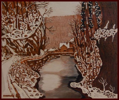 Paysage de neige - Peinture - philippe Mariette