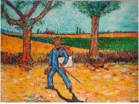 Le chemin du travail D'apres Vincent Van Gogh - Peinture - moussu patrick