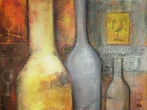 Peinture de jamonete: bouteilles