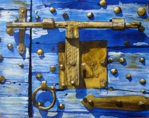 Voir cette oeuvre de Michel Godard: Porte bleue verrou