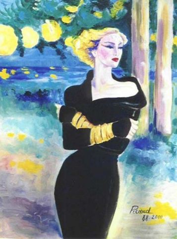 La dame en noir  - Peinture - Chris Laure