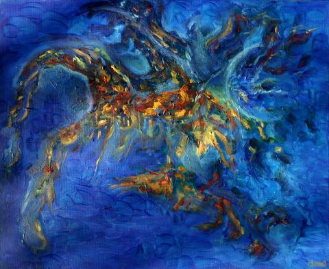 L'artiste chara - Aquamarine - Huile sur toile - 45x55