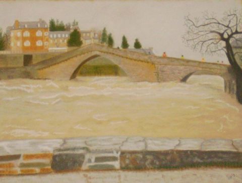inondations a Mende - Peinture - corlig