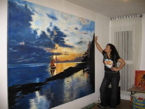 L'artiste ligia - coucher de soleil sur les iles