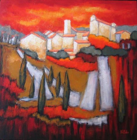 LE VILLAGE DE CALLIAN - Peinture - NICOLE BILES