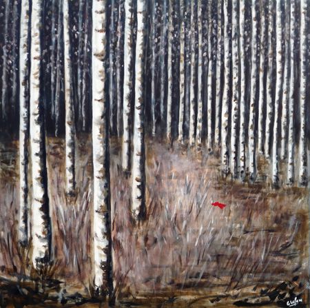 forêt de bouleaux - Peinture - Guillemette LEFEVRE