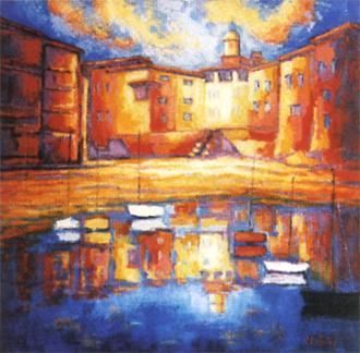 Le port des pecheurs a Saint Tropez - Peinture - NICOLE BILES