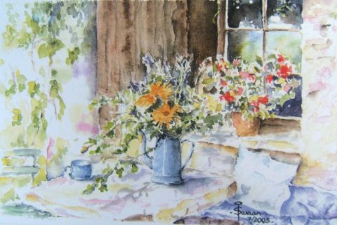 A l'ombre de la maison - Peinture - Isabelle SARRAN GUILHEM