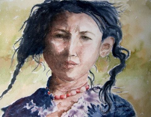 enfant tibetaine - Peinture - Agathe BONNET