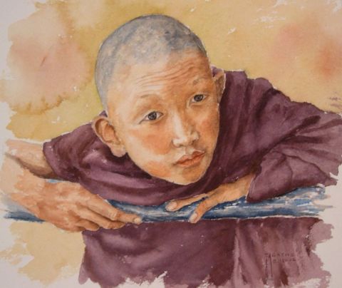 Moine tibetain - Peinture - Agathe BONNET
