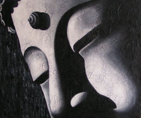 buddha entre ombre et lumiere  - Peinture - chrystel mialet
