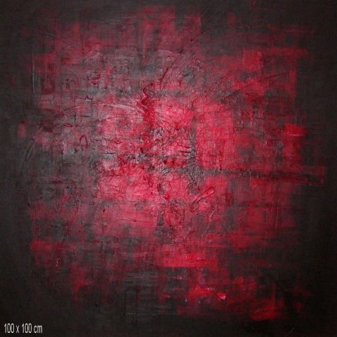 rouge abstrait - Peinture - daniel delobel