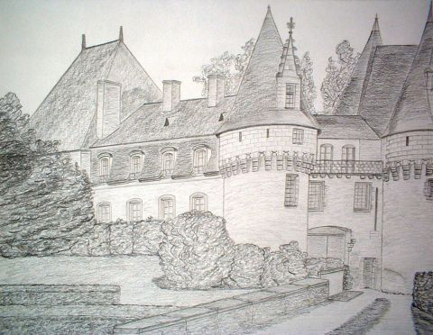 Chateau de Bazouges 72 - Dessin - elisabeth rambeau