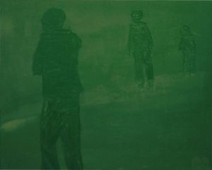 Voir cette oeuvre de Robert Soret: 3 personnes marchent vert