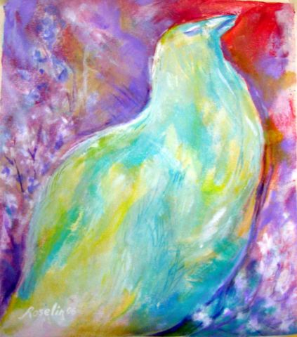 L'oiseau chanteur - Songbird - Peinture - Roselin