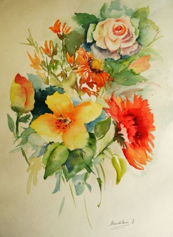 bouquet d'amour - Peinture - mandelaire